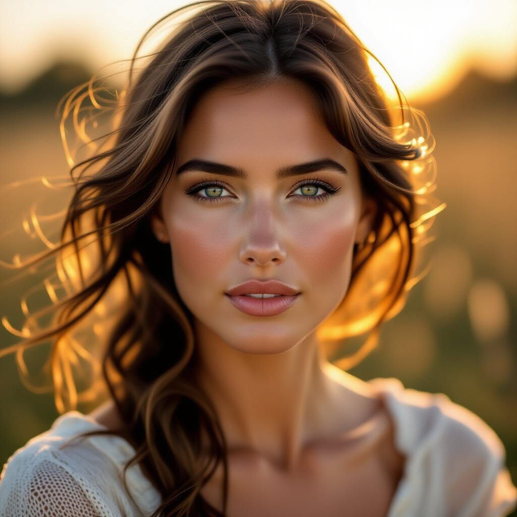 Resilient Woman in Golden Hour Cinematic Light