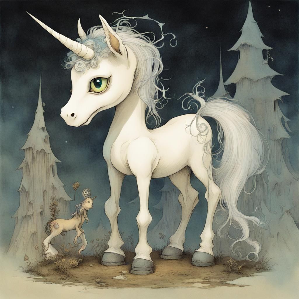Opalescent Unicorn by Gris Grimly, Sendak, and Burton