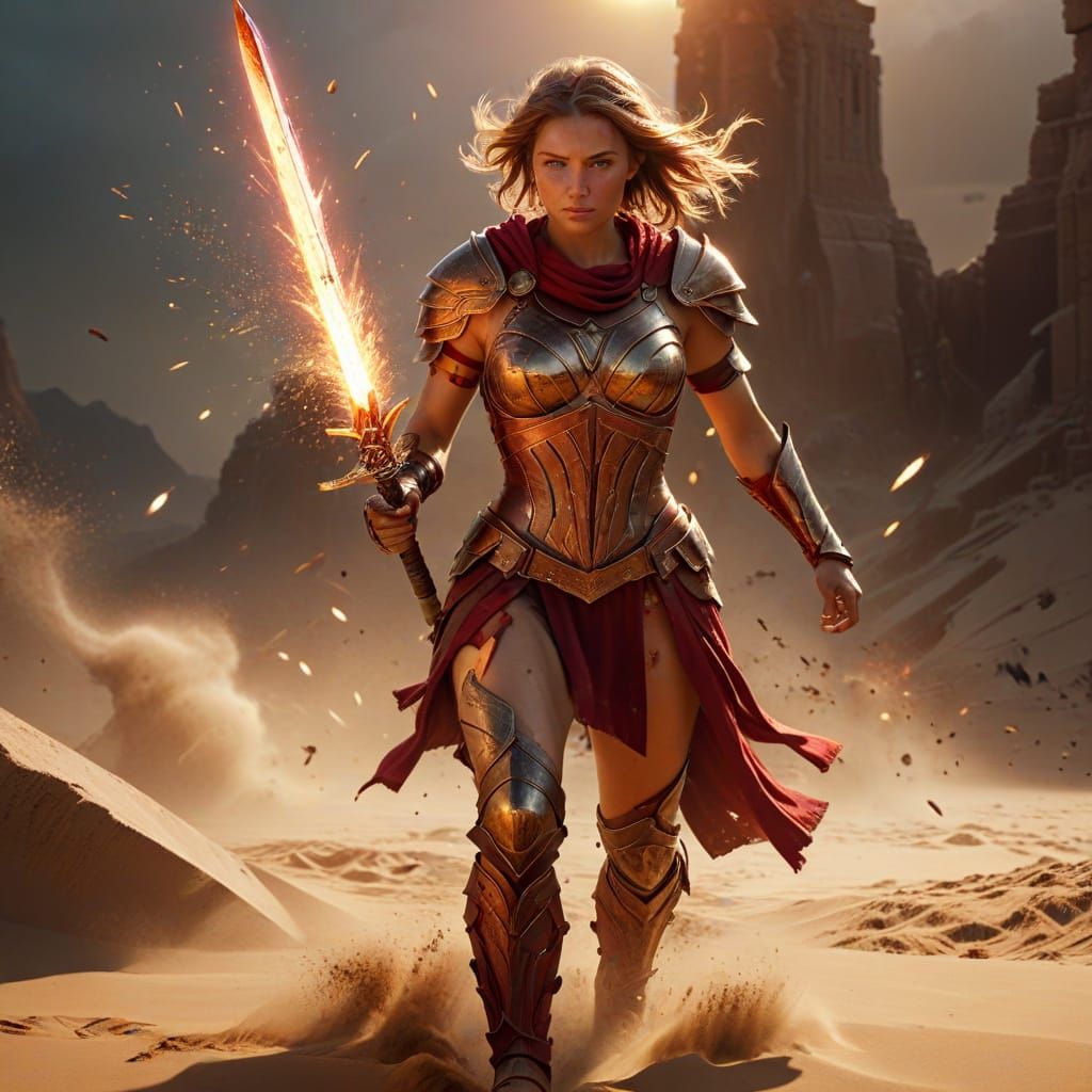 Gladiator Strides into Battle: Digital Art