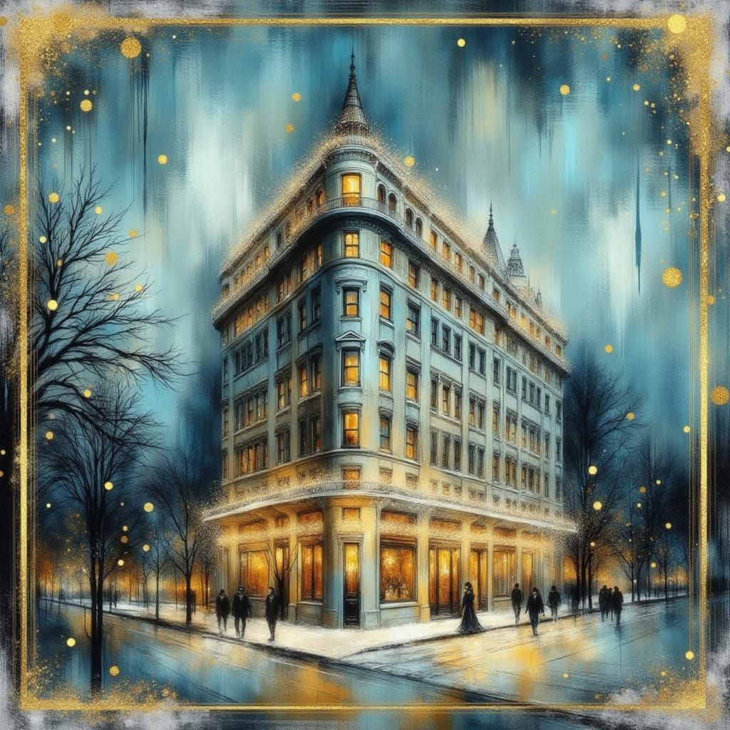 Art Deco Chrysler Building at Dusk in Watercolor