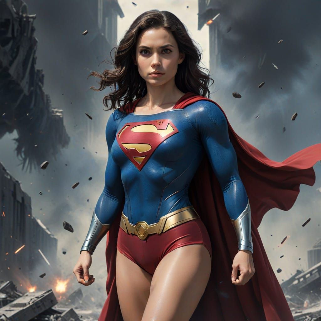 Inspirational Female Superhero in Flight