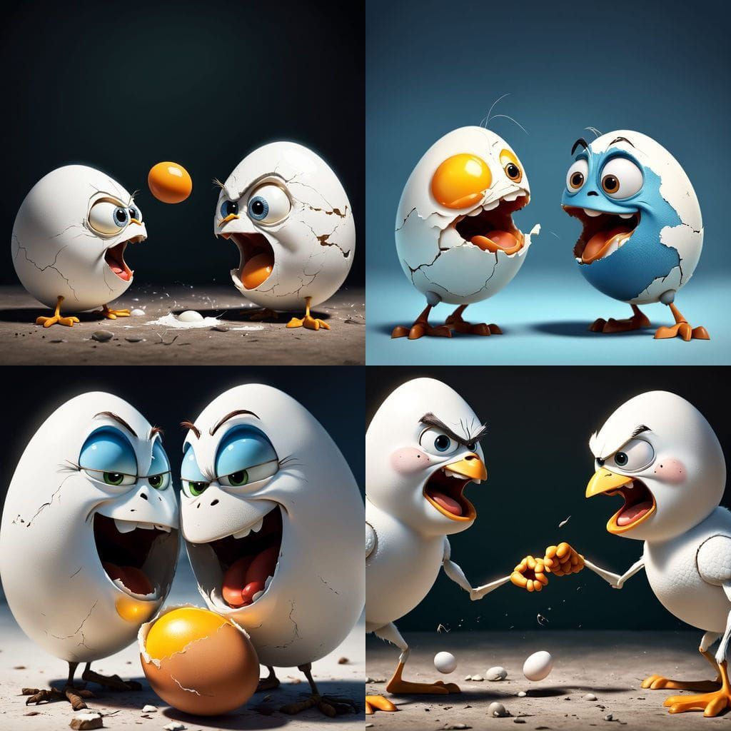 Vibrant Eggs Engage in Epic Battle in Pixar-Inspired Art