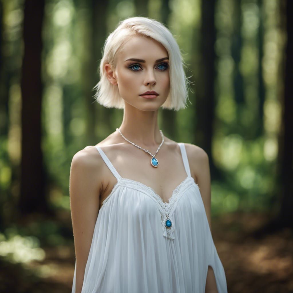 Goth Woman Portrait with Blonde Hair and Blue Eyes