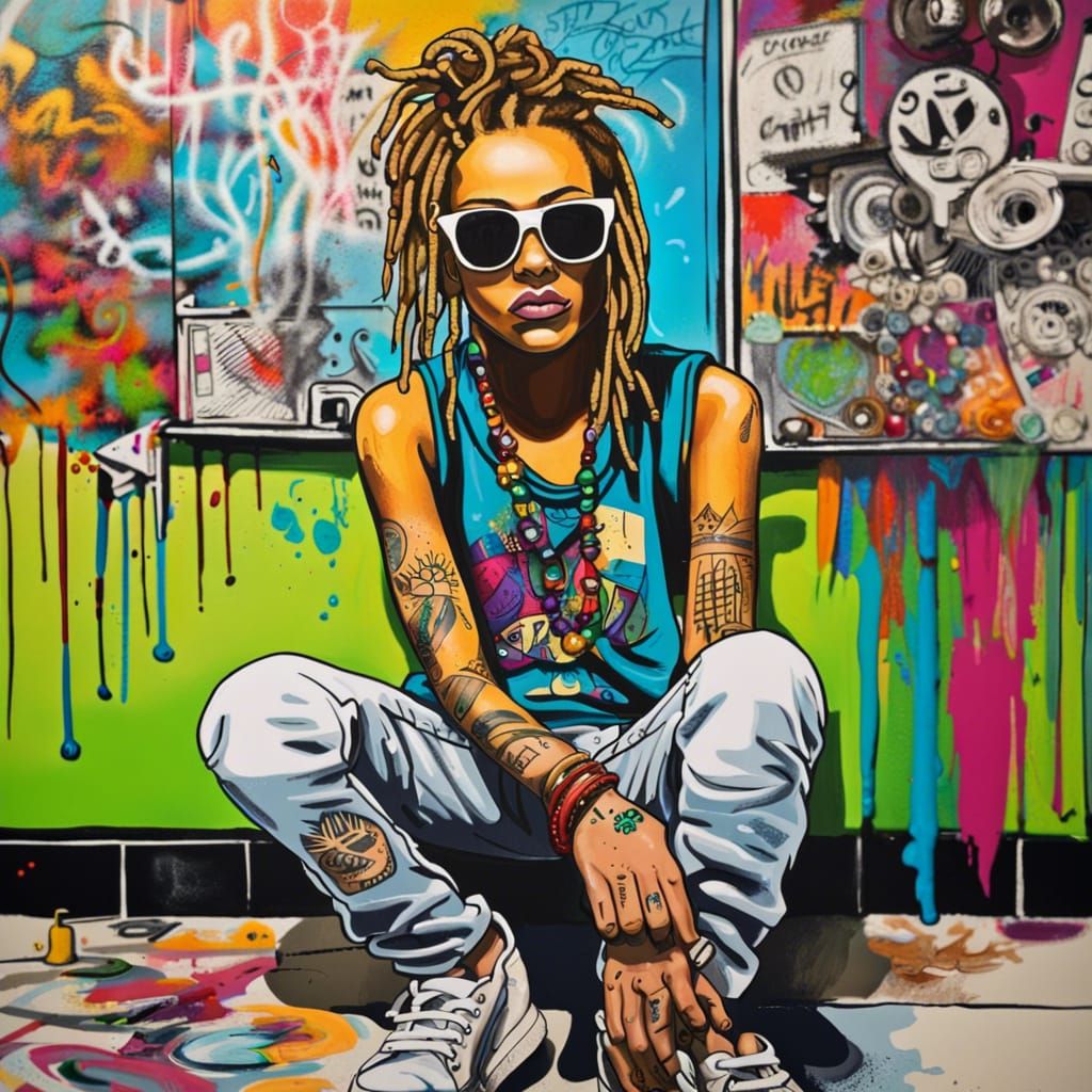 Teenager Smoking in School Bathroom as Pop Art