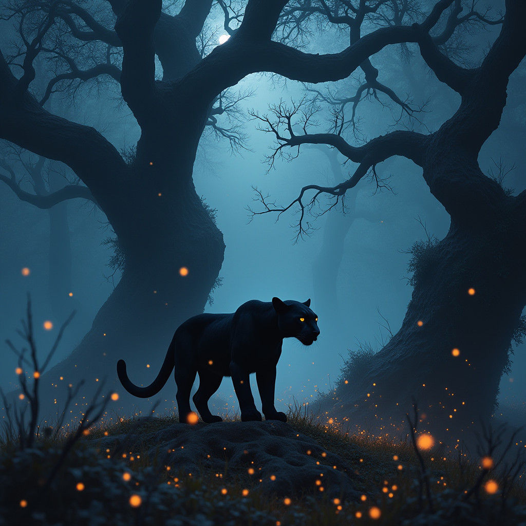 Twilight Panther in Mystical Forest