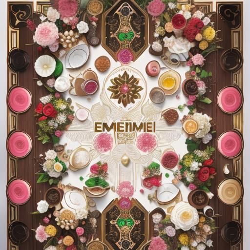 Hyperrealistic Dessertscape in Art Nouveau Style