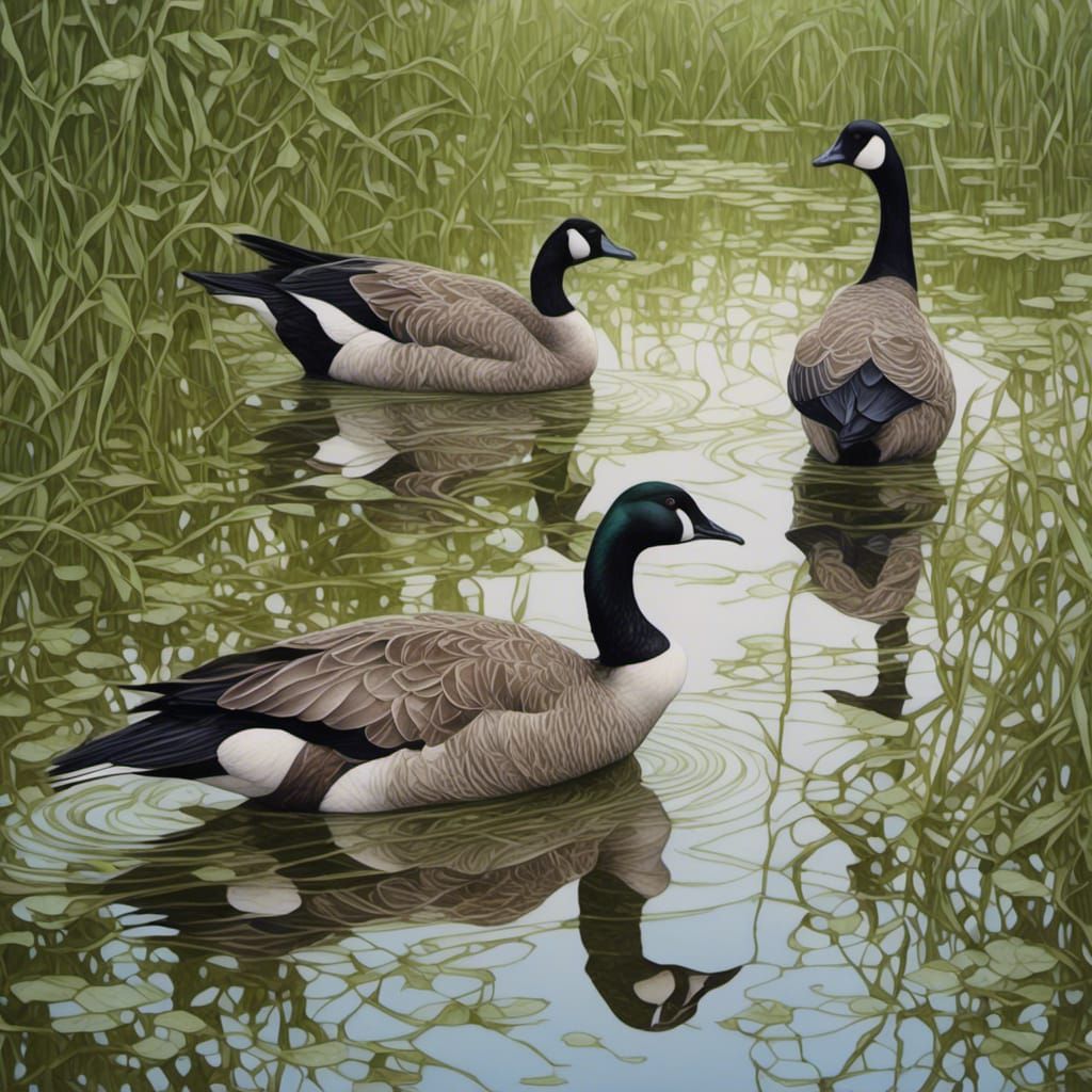 Canadian Geese on Pond
