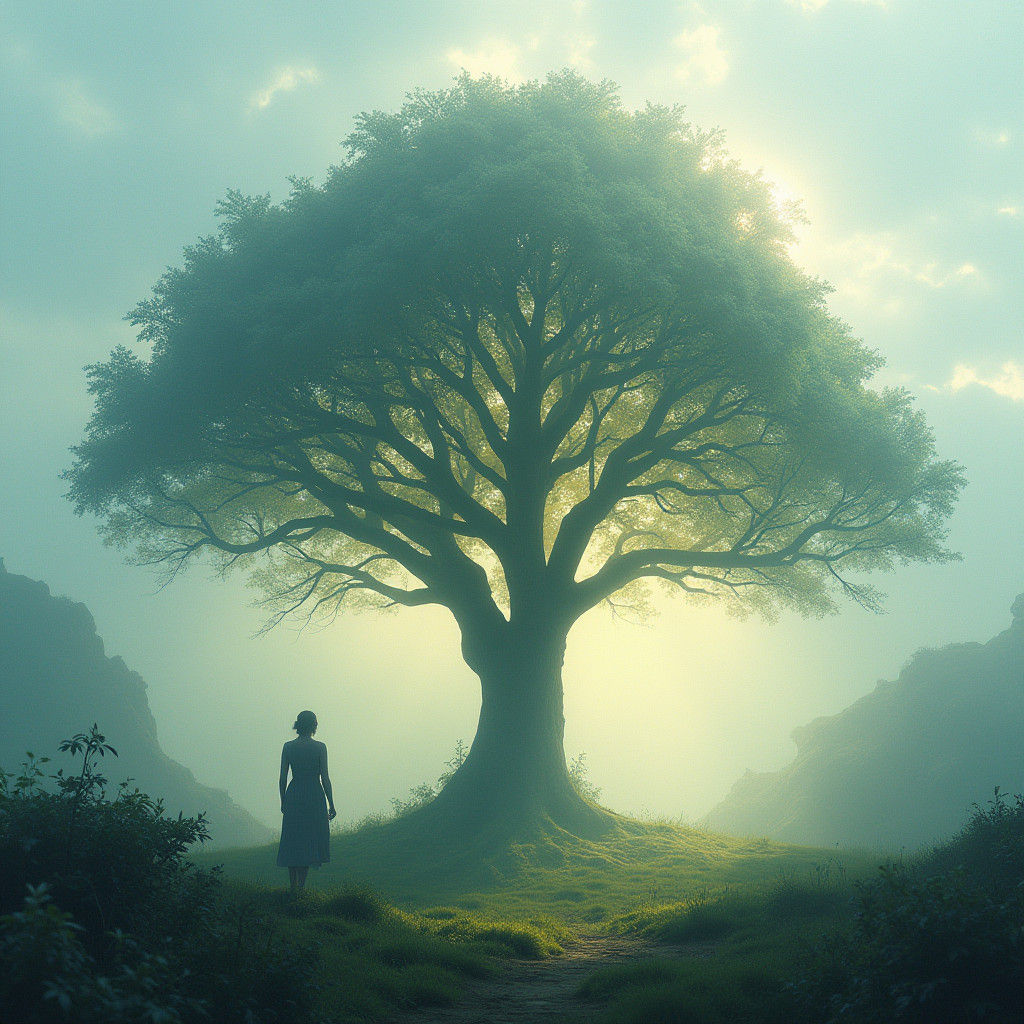 Ethereal Tree of Life in Mystical Forest