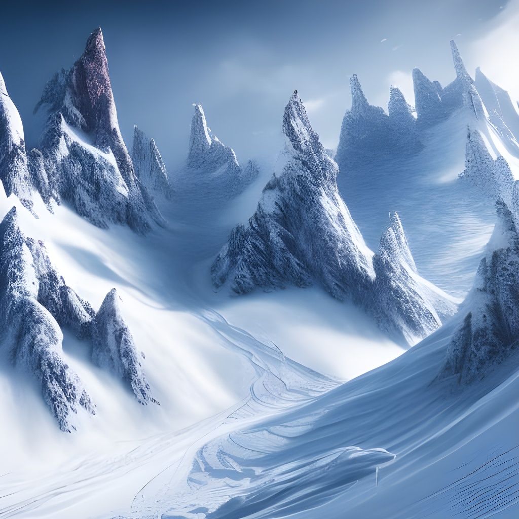 Deep Snowboarding in a Mountain Landscape