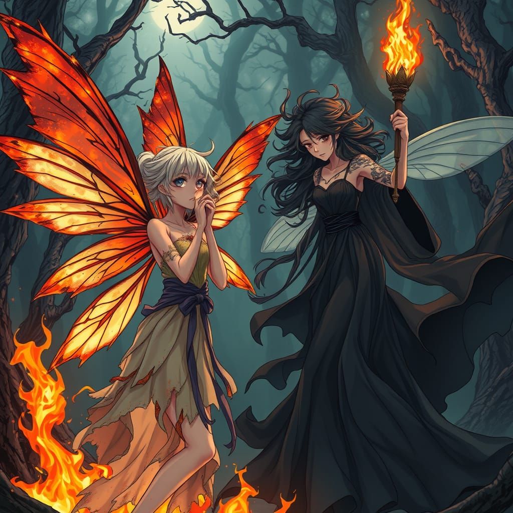 Fairy of Light vs Dark Magic in a Haunting Anime-Inspired Sc...
