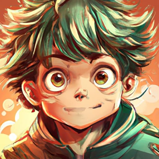 Chibi Deku Portrait in Digital Illustration Style