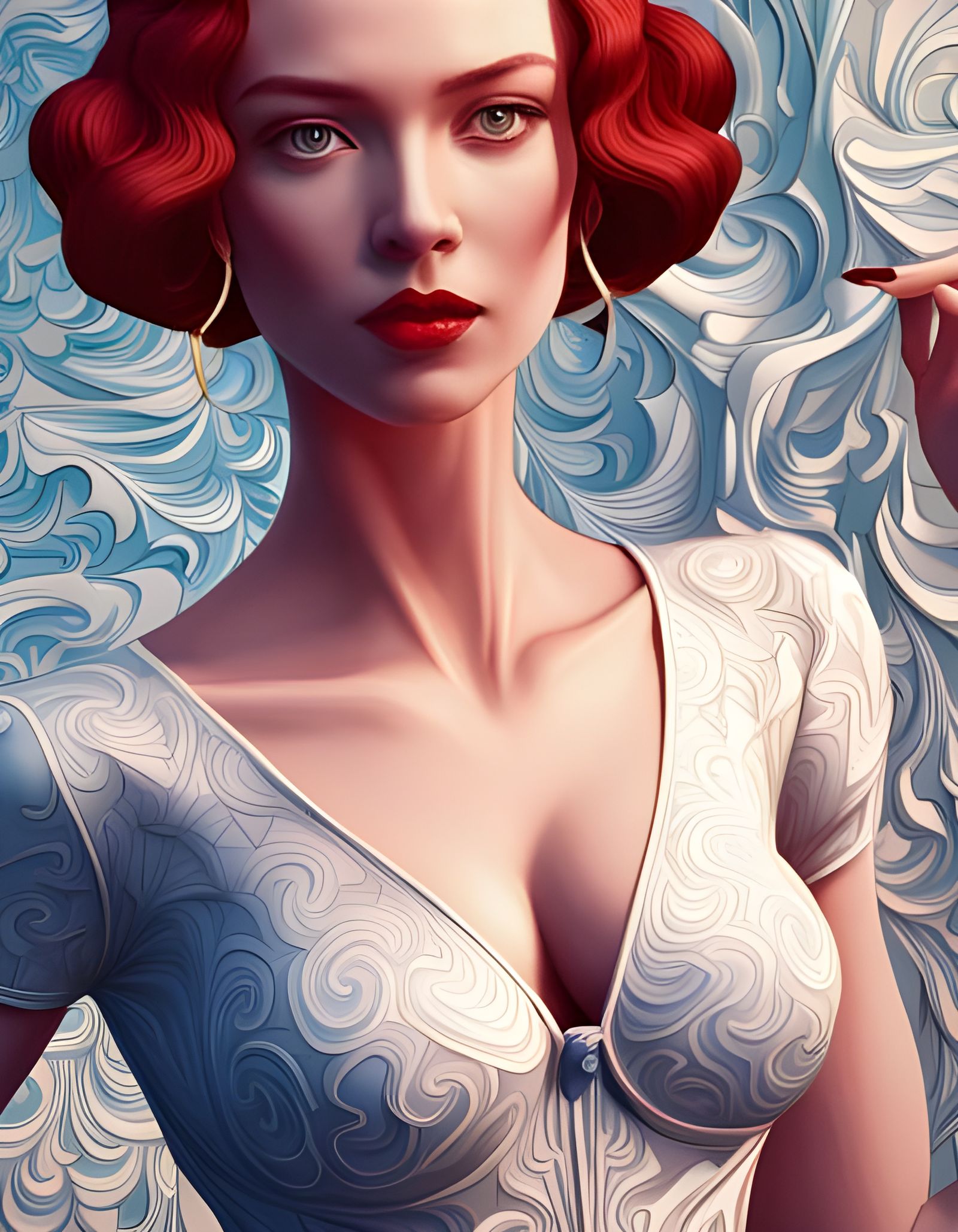 Elegant Woman Portrait with Intricate Details