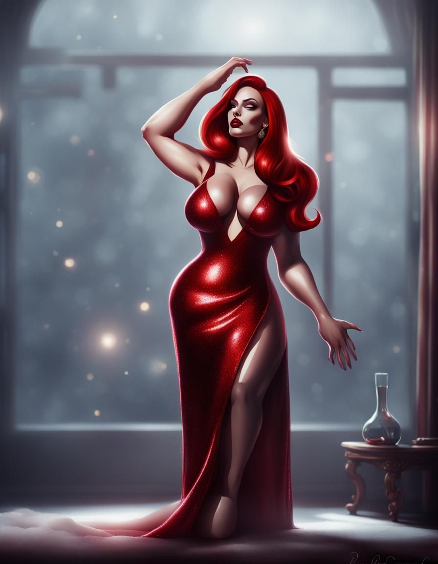 Jessica Rabbit in Realistic Dark Fantasy Art