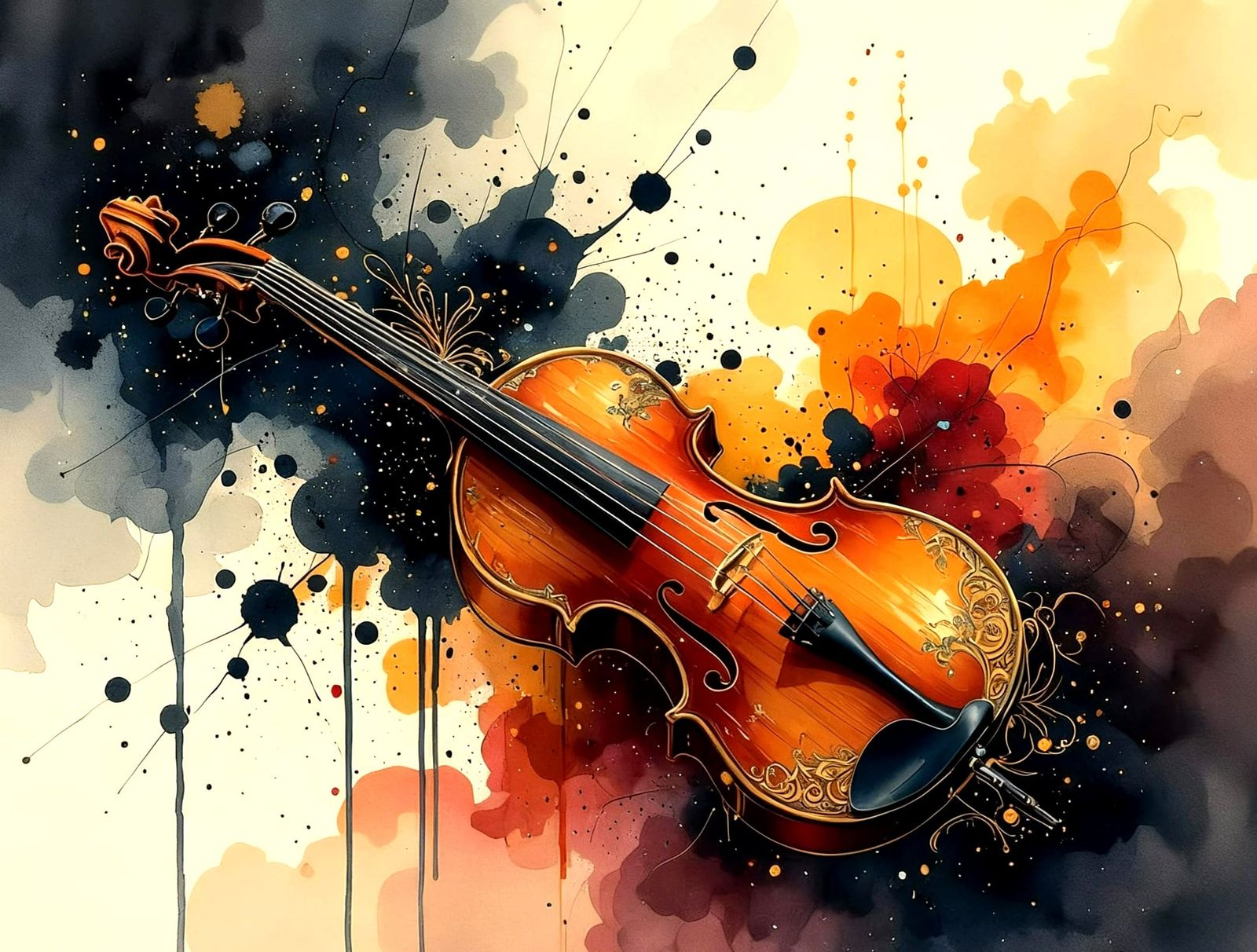 Exotic Instrument Abstract Ink Painting