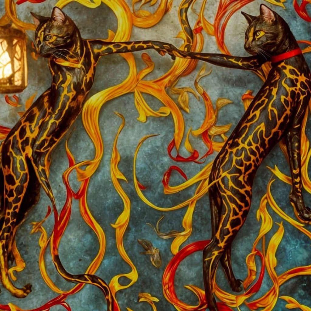 Psychedelic Surreal Catscape in Thriftshop Style