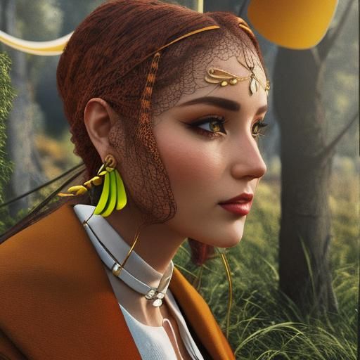 Psychedelic Portrait of Woman with Colorful Clothing