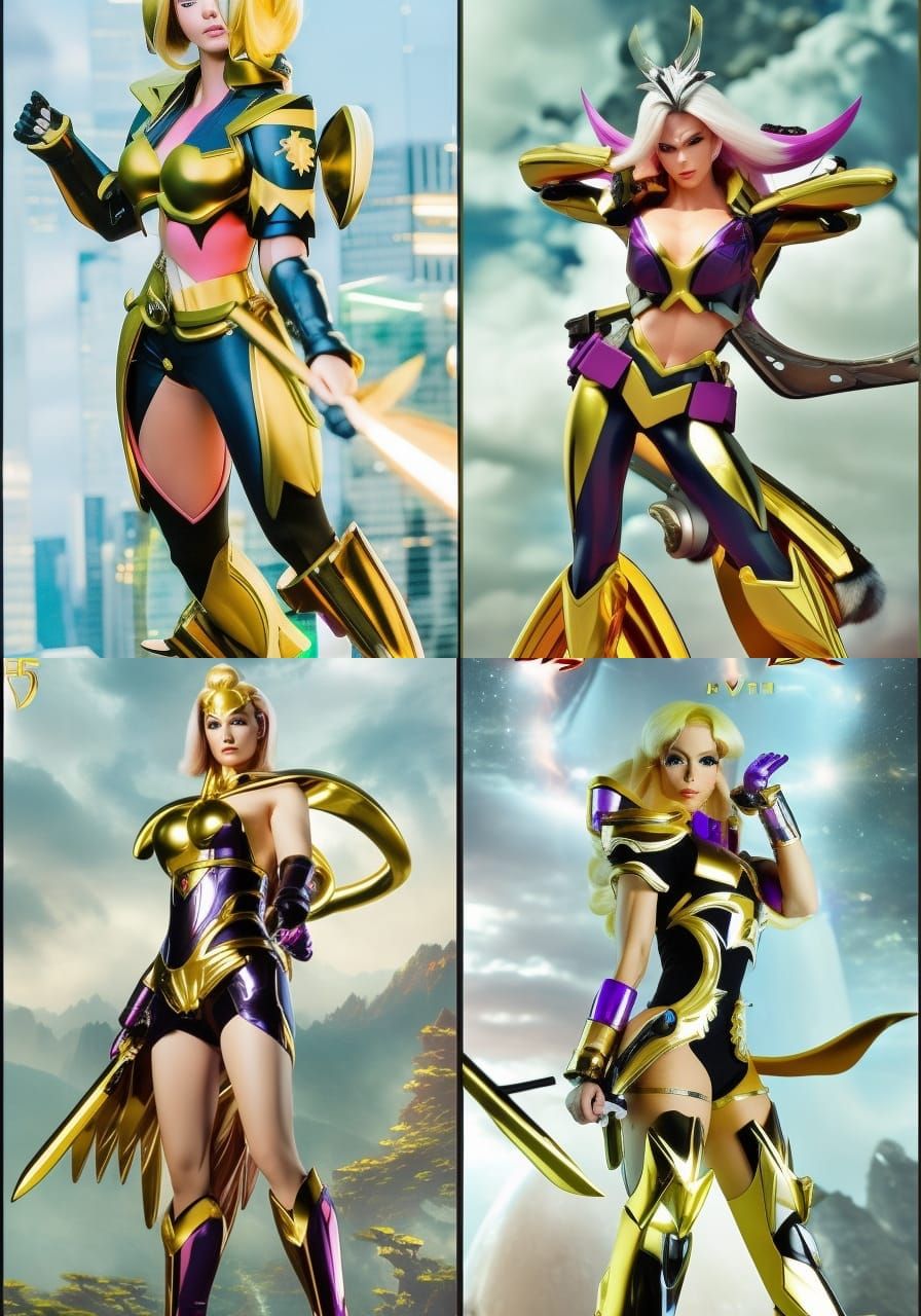 Della Wagon (Blond hair Female bodybuilde with green eyes) as a Super Sentai Herione: Maria from Choujiki Jetman made by...