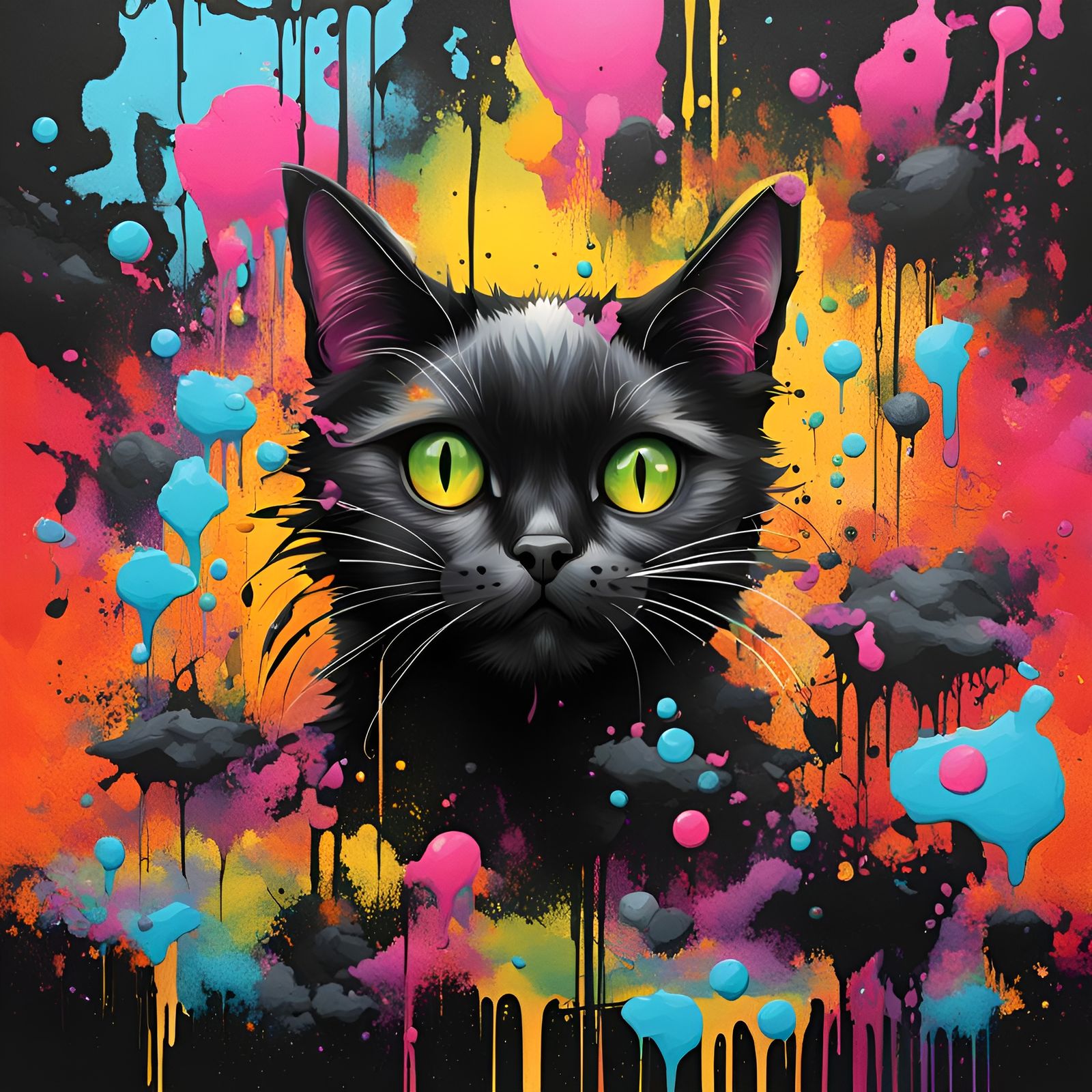 Demonic Cats Cause Chaos in Vivid Graffiti Art