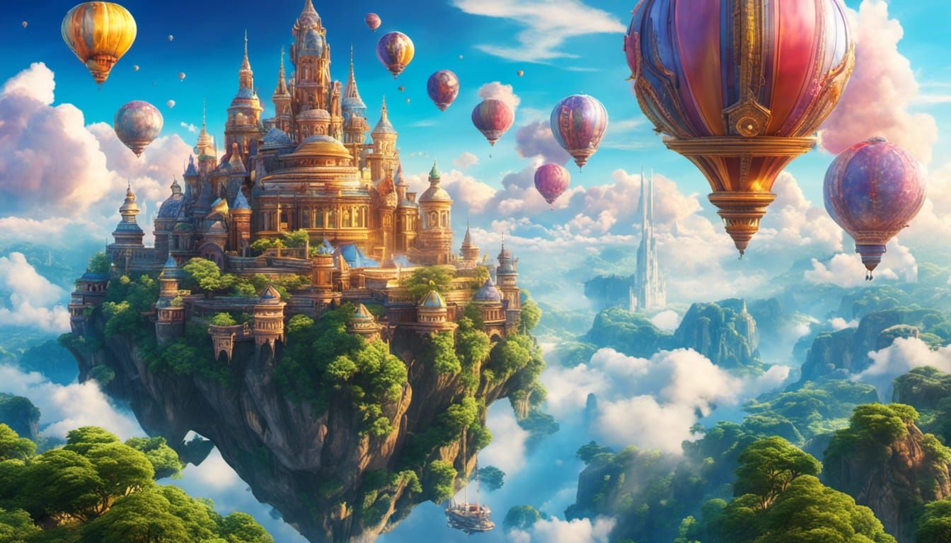 Majestic Alien City Floating on Clouds