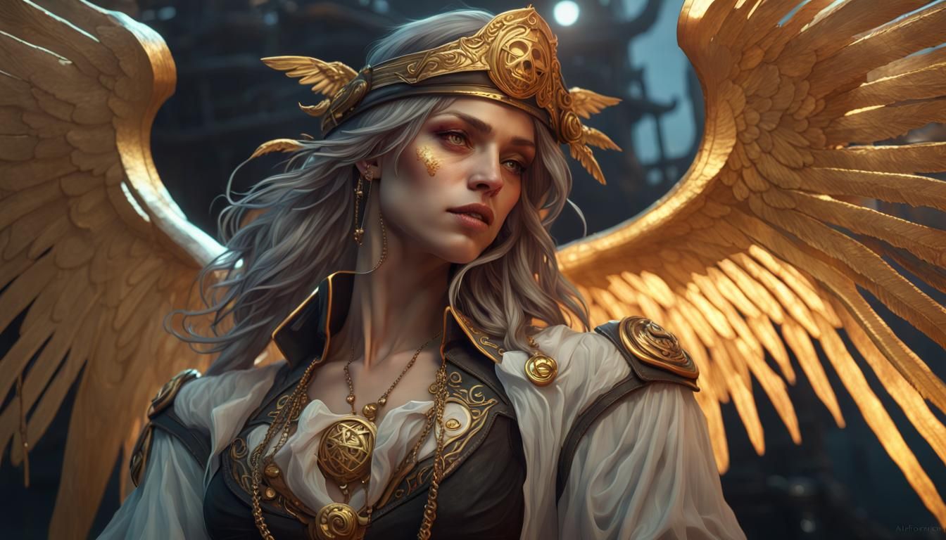 Ghost Pirate Queen with Golden Wings