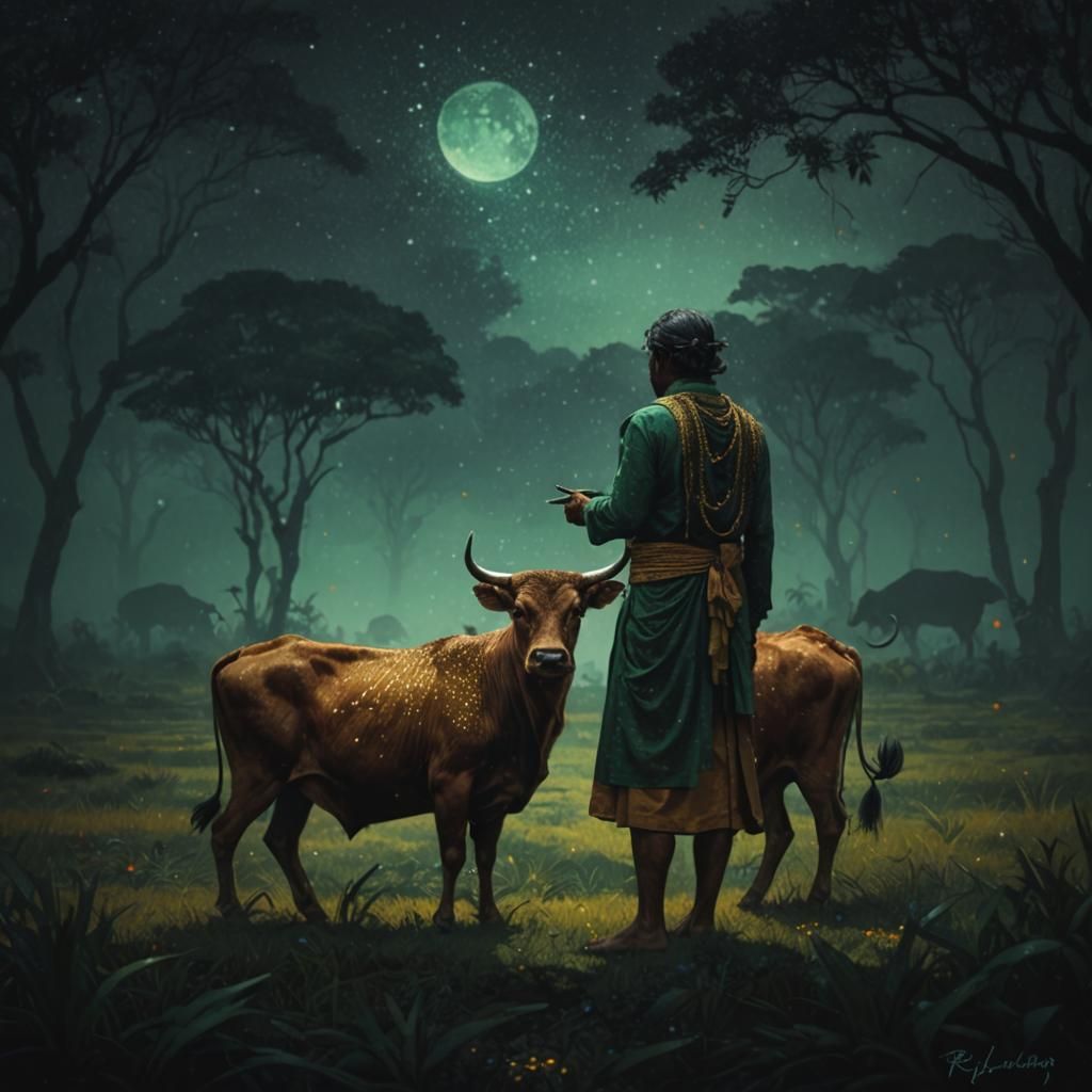 Sri Lankan Aurochs: Photography, Pointillism, Concept Art