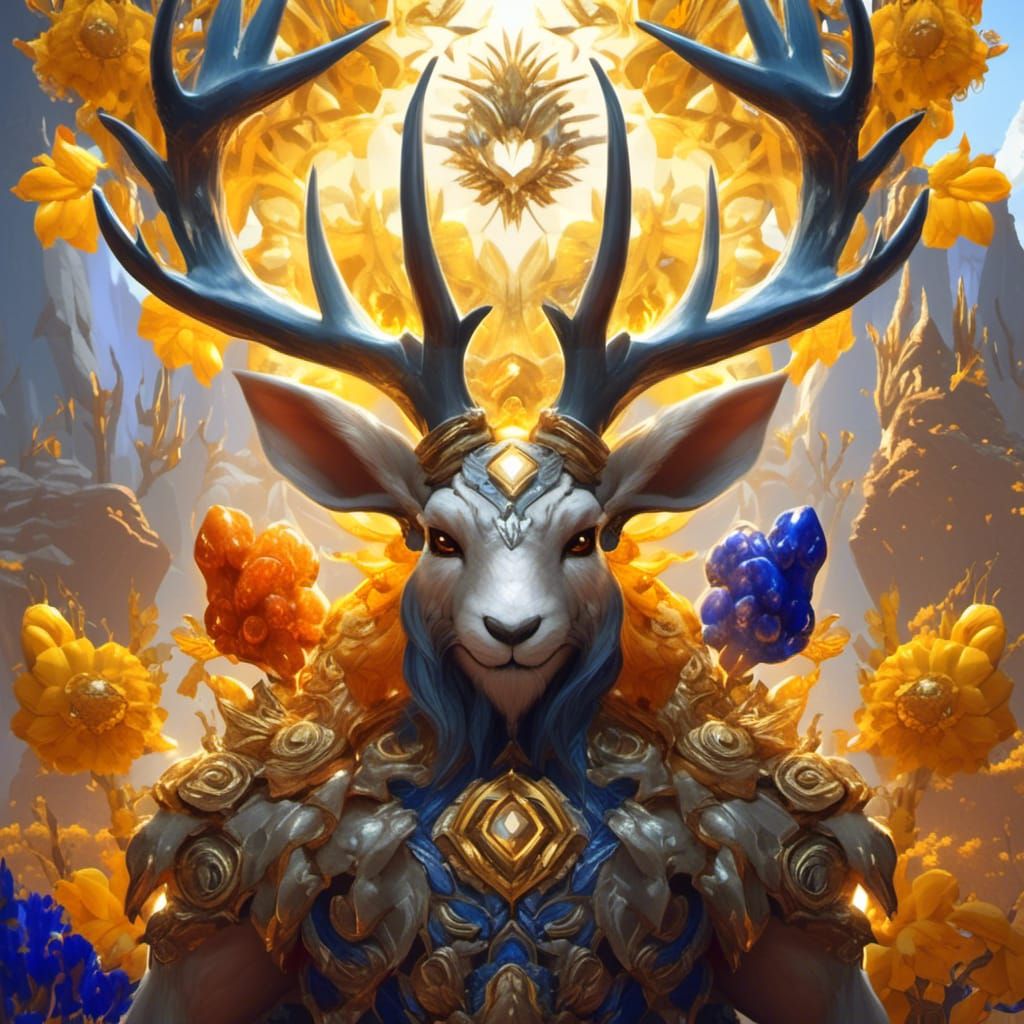 Crystal Jackalope with Gemstones and Vivid Detail