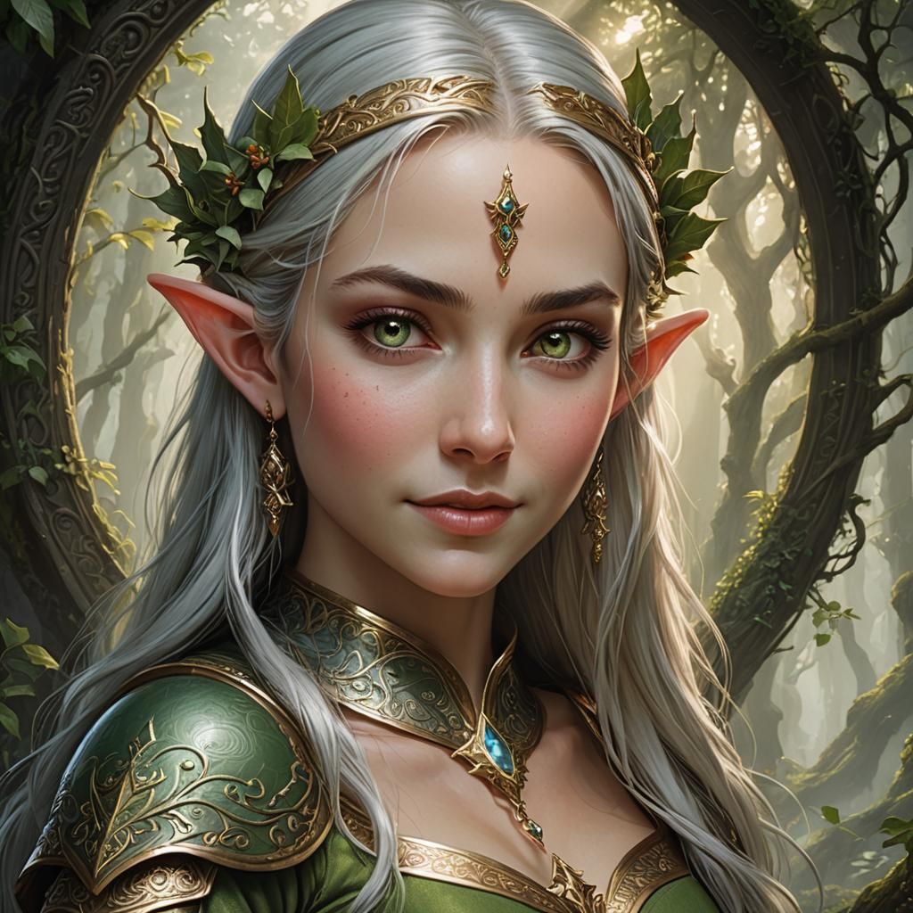 Hyperdetailed Elf with Sly Grin in Epic Fantasy Style
