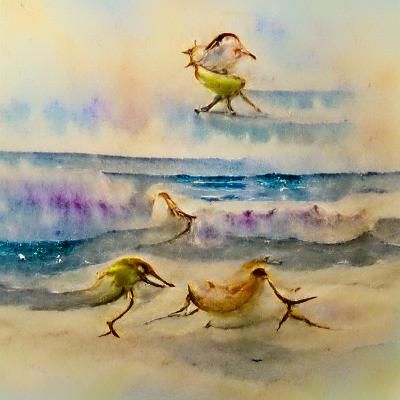 Sandpipers Choreographed Dance in Watercolor