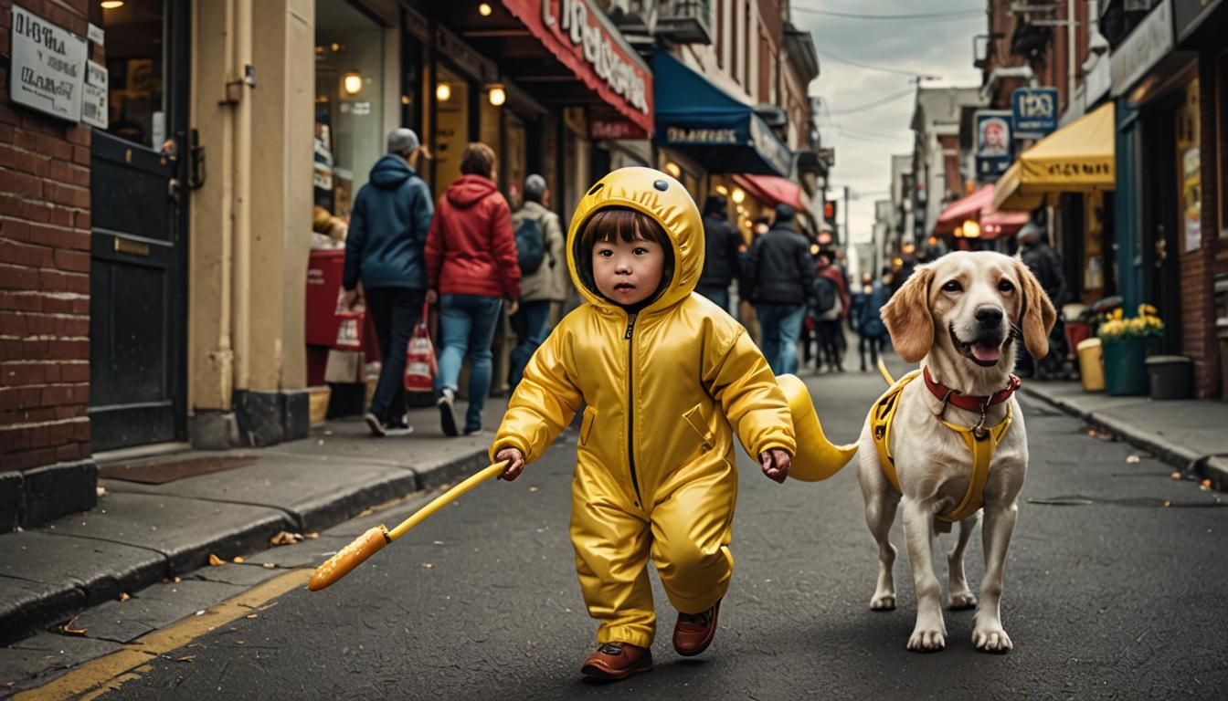 Child and Dog in Food Costumes