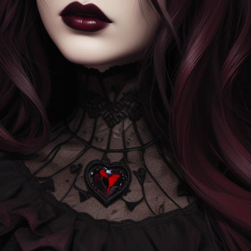 Dark Burgundy Hearts in Oil Painting Style