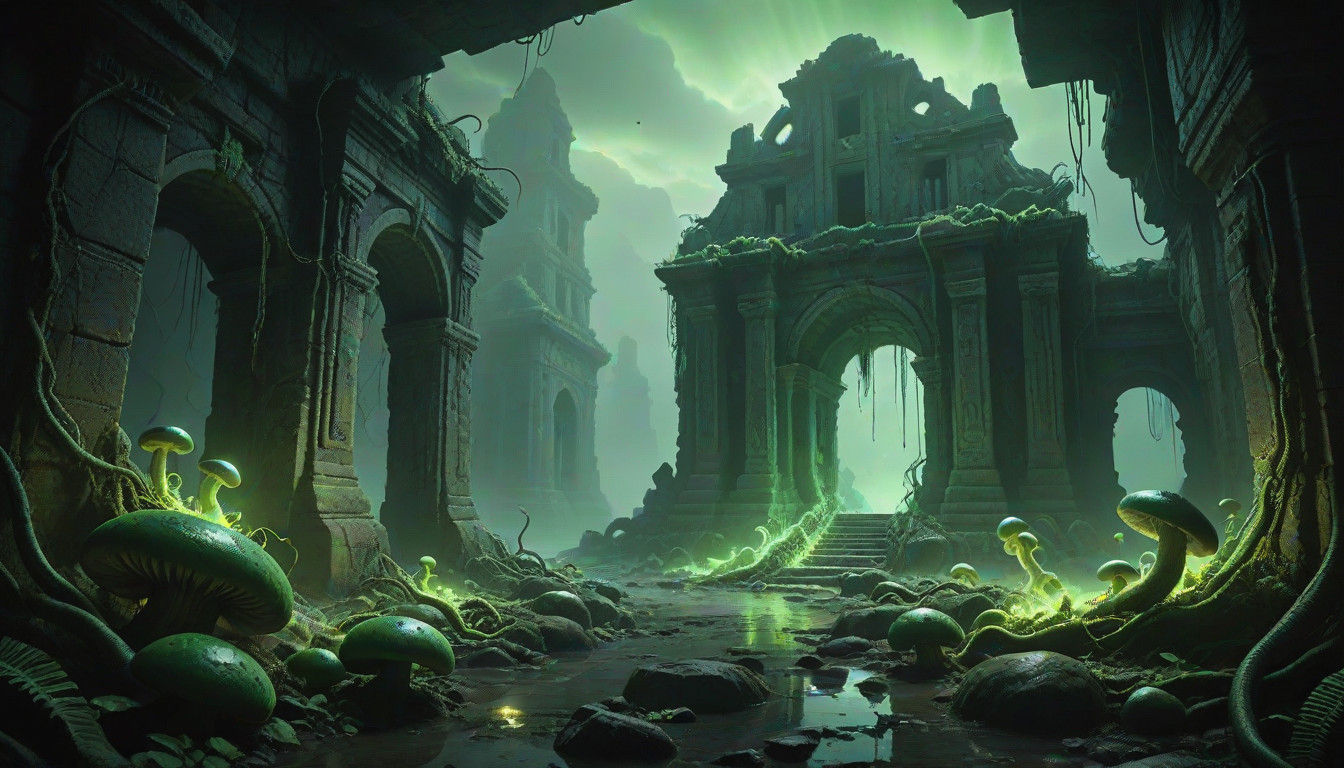 Cyclopean City Ruins in an Ancient, Mysterious Landscape