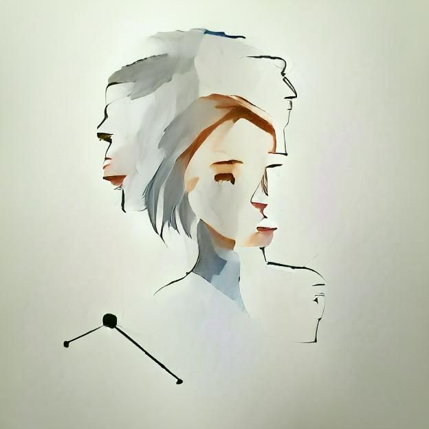 Minimalist Line Portrait in Watercolor Style
