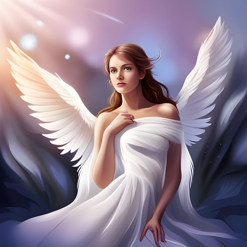 Ethereal Angel with White Wings and Inner Glow