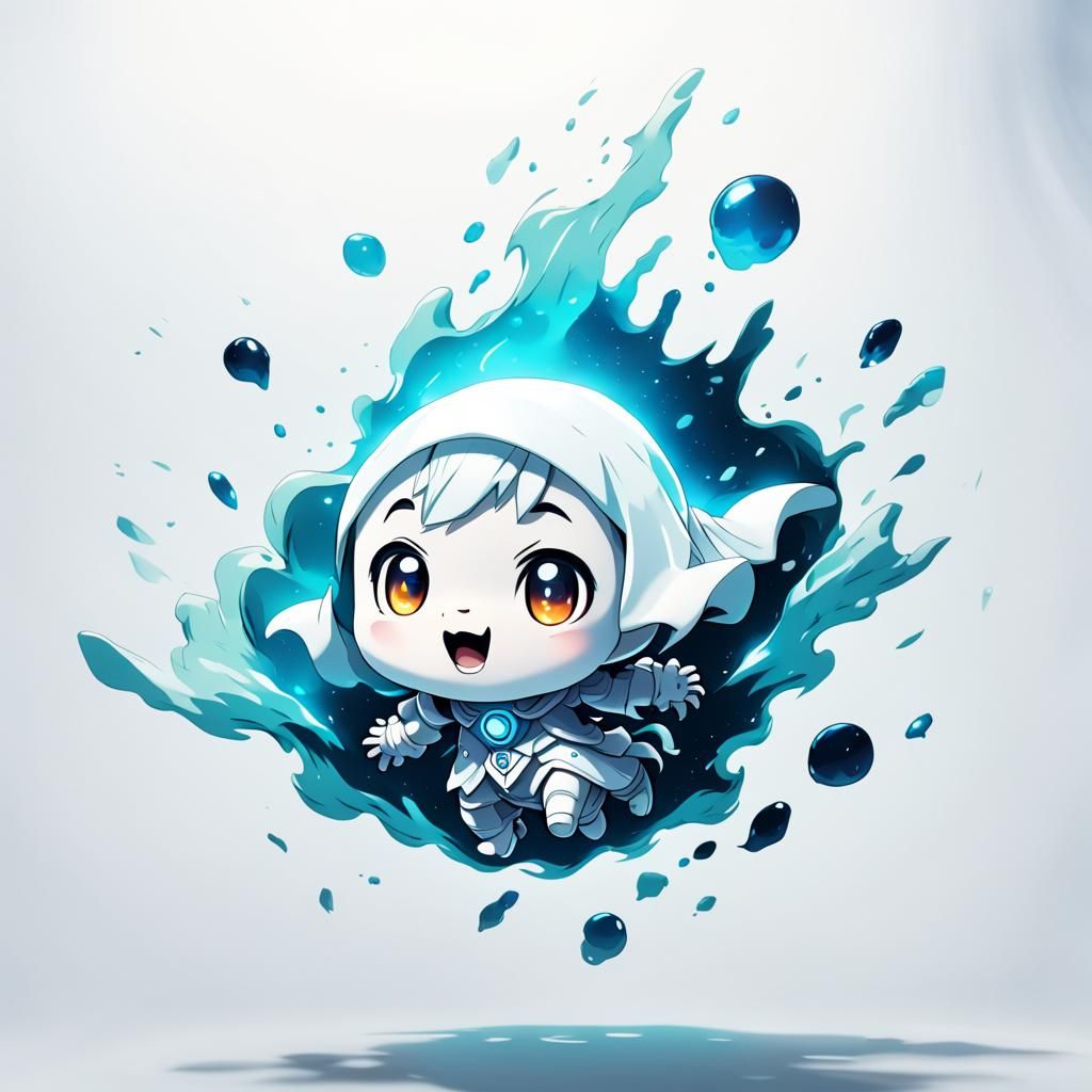 Anime Chibi Ghost in Cel-Shaded Style