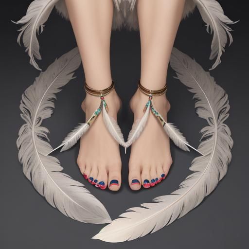 Hand Holding Feather with Painted Nails