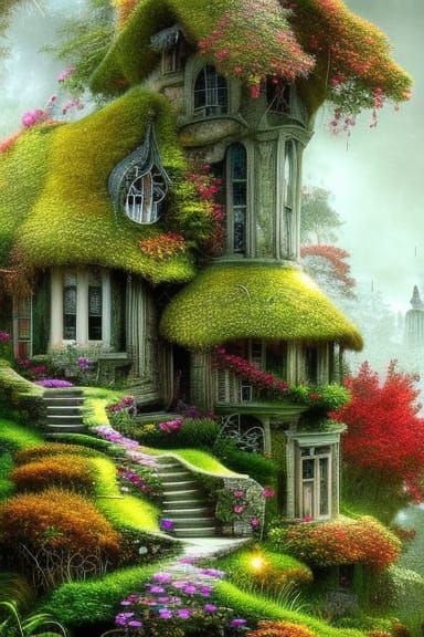 Whimsical Fairy Village: Modern Mediterranean Villa