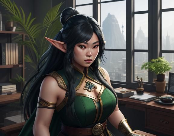 Fantasy Elf Portrait in Art Nouveau Style