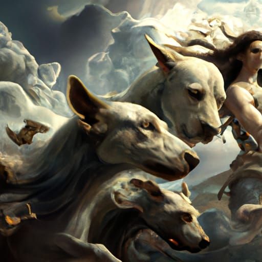 Cerberus vs Zeus: Romantic Matte Painting Portrait