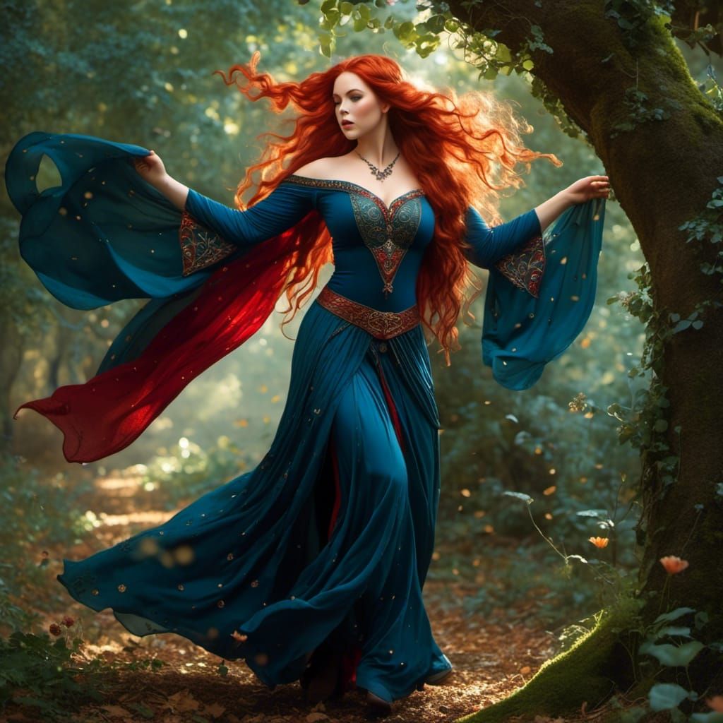 Captivating Elven Woman Dancing in Fae Circle