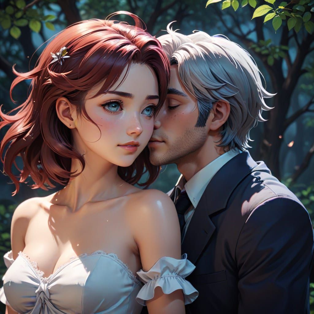 Ethereal Anime Couple in Vibrant Cel-Shaded Style