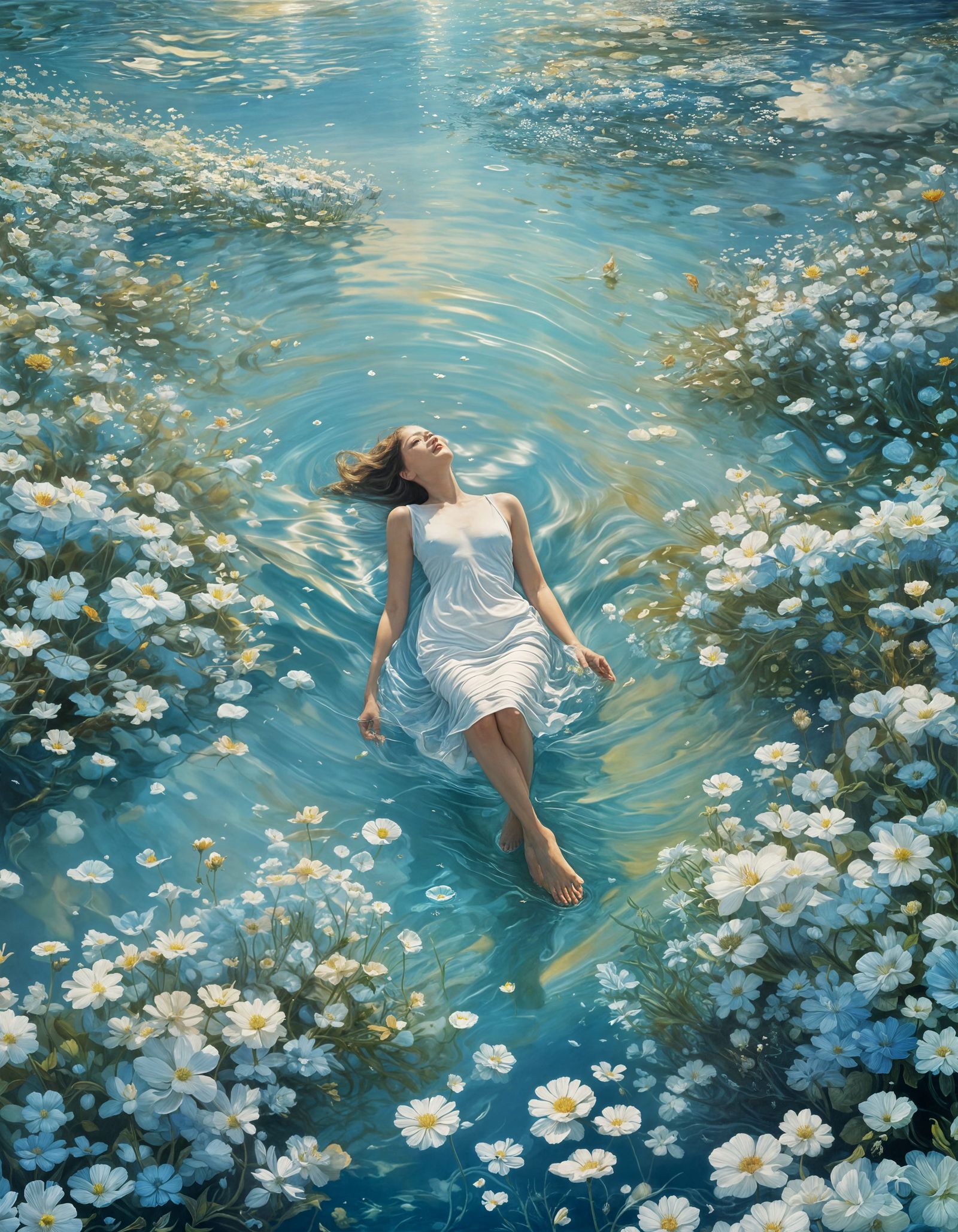 Dreamy Sea of Flowers in Surrealist Style