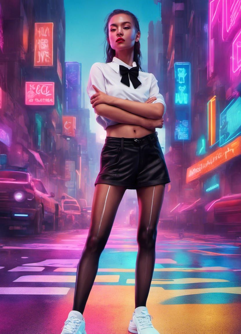 Waitress with pantyhose runs