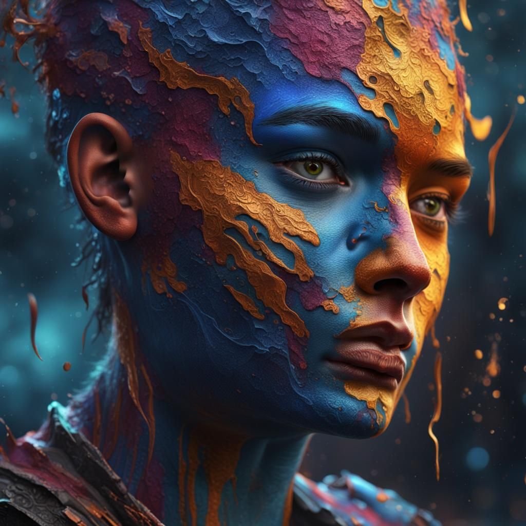 Abstract Face Painting in Detailed Matte Style