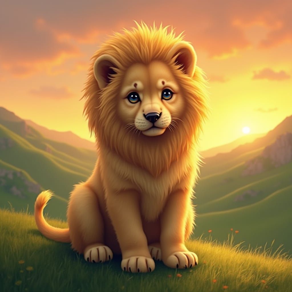 Whimsical Puppy-Lion Hybrid Creature Digital Painting