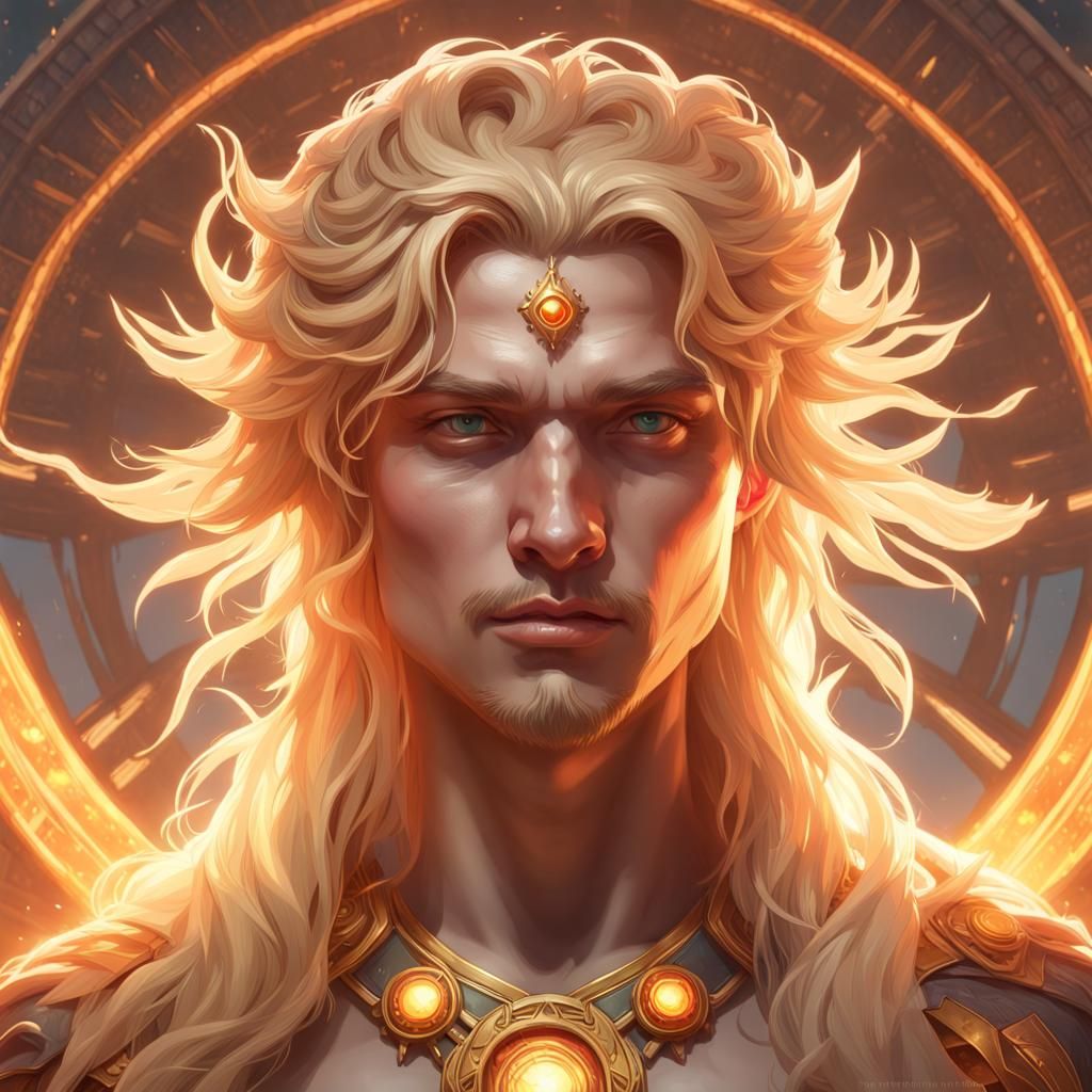 Sun God Portrait in Hyperdetailed Style