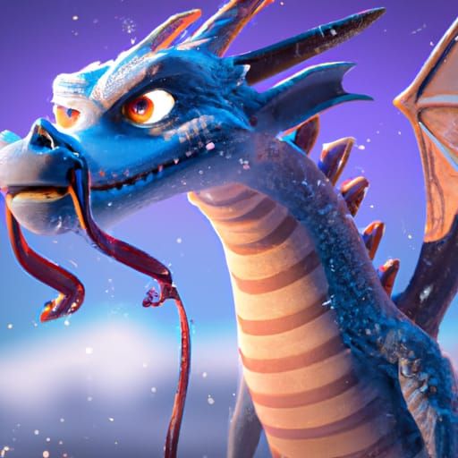 Winter Dragon in Pixar-style 3D Rendering