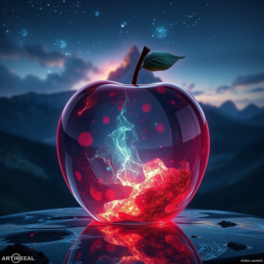 Surreal Mountain Landscape at Night in Deep Color