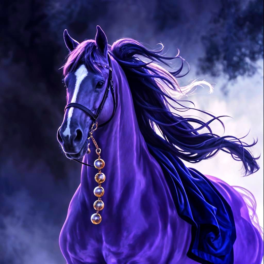 Ethereal Purple Horsewoman in Impressionist Style