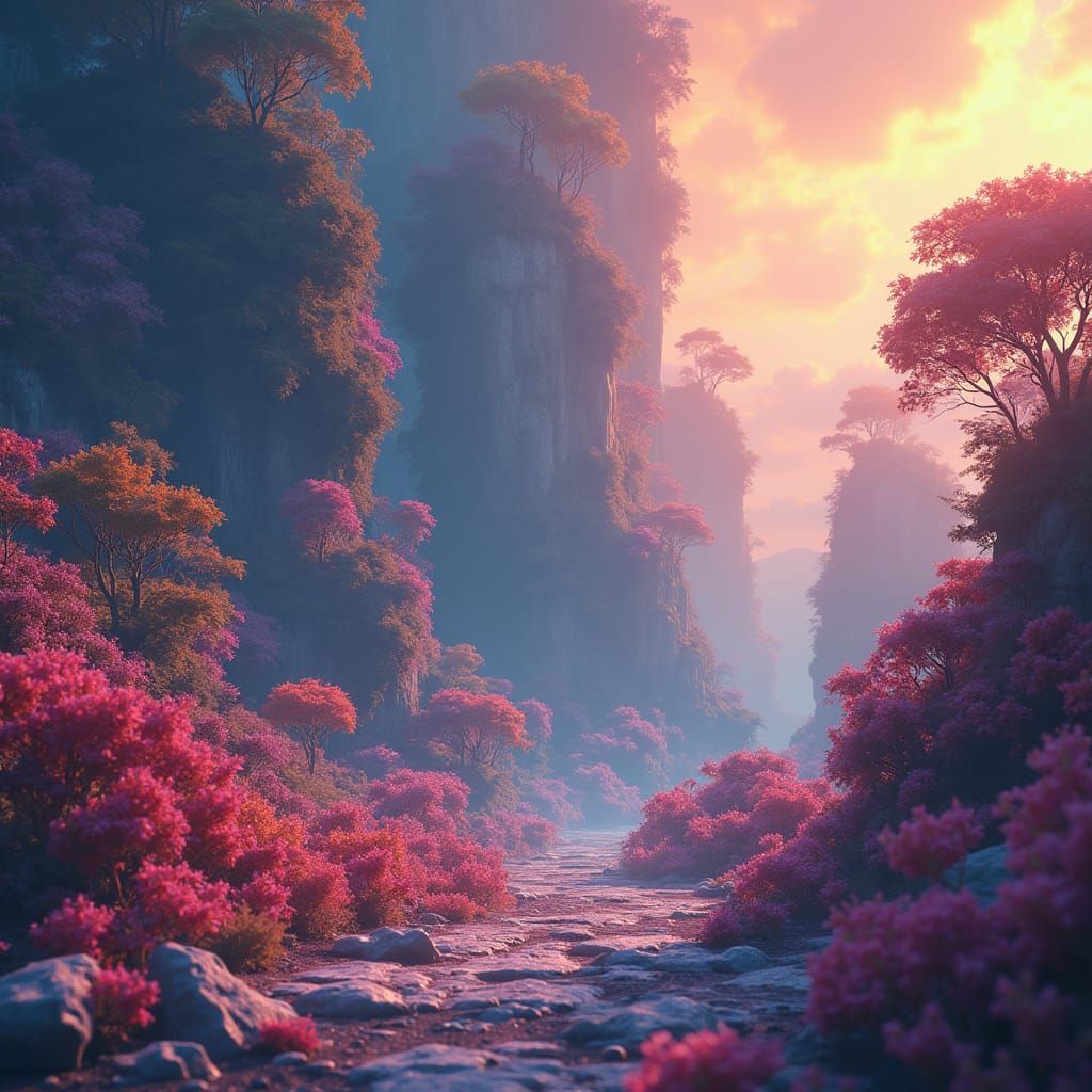 Surreal Dreamscape in Vibrant Iridescent Colors