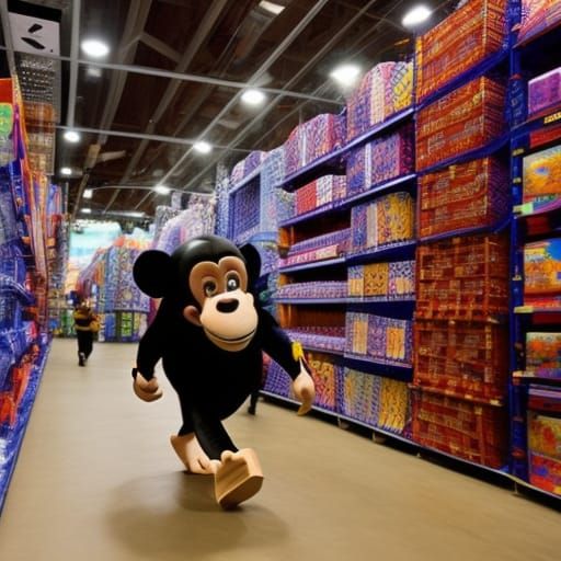 Chimpanzee Shopping for Screws: 3D Digital Art